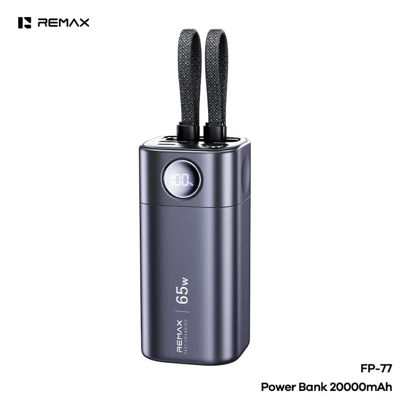 REMAX 65W Built-in 2 fast charging cabled Power Bank 20000mAh (FP-77)