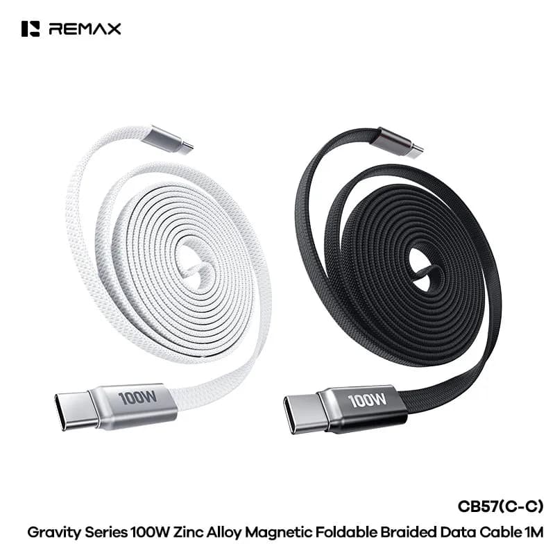 REMAX Gravity Series 100W Zinc Alloy Magnetic Foldable Braided Data Cable 1M CB57(C-C)