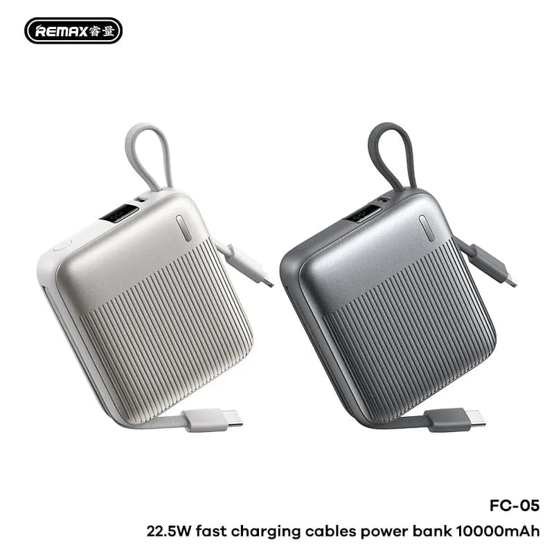 REMAX 22.5W Dual Fast Charging Cabled Power Bank 10000mAh (FC-05)
