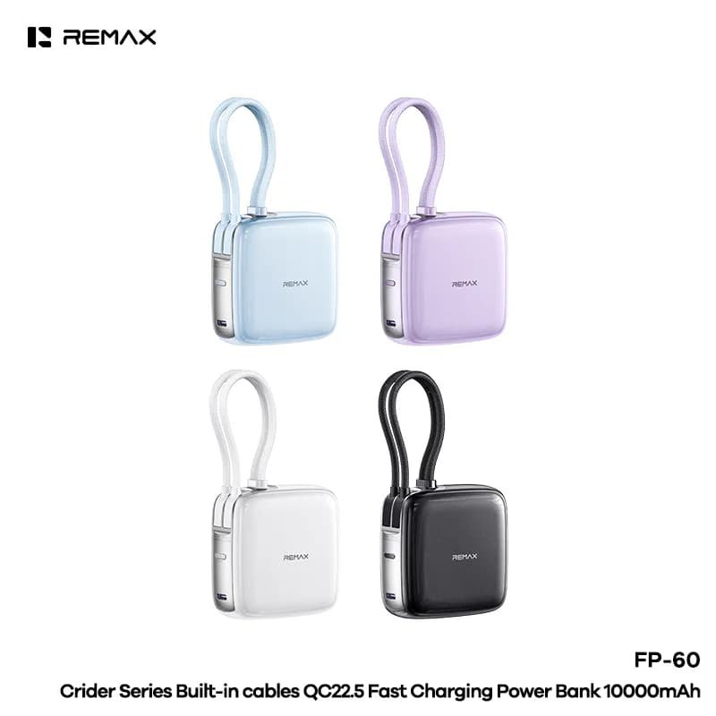 REMAX Crider Series QC22.5W Built-in Type-C+lightning Cables Fast Charging Power Bank 10000mAh (FP-60)