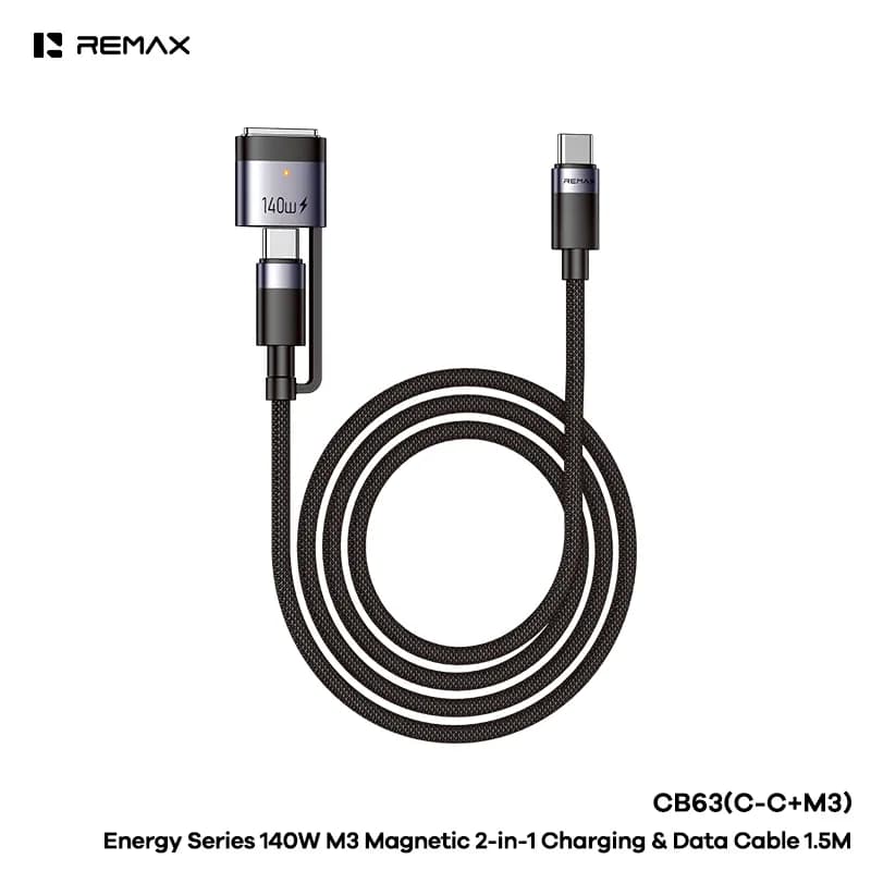 REMAX Energy Series 140W M3 Magnetic Charging & Data Cable 2-in-1 1.5M (CB63(C-C+M3))