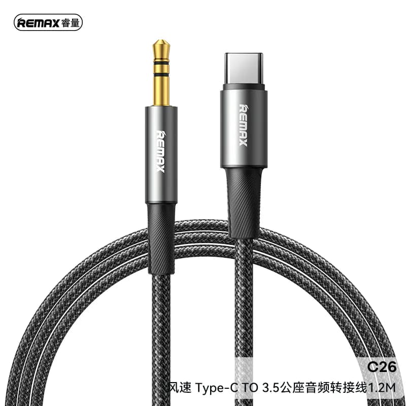 REMAX Velocity Type-C TO 3.5 Plug audio adapter cable (CB08(C-3.5M) 1.2M)