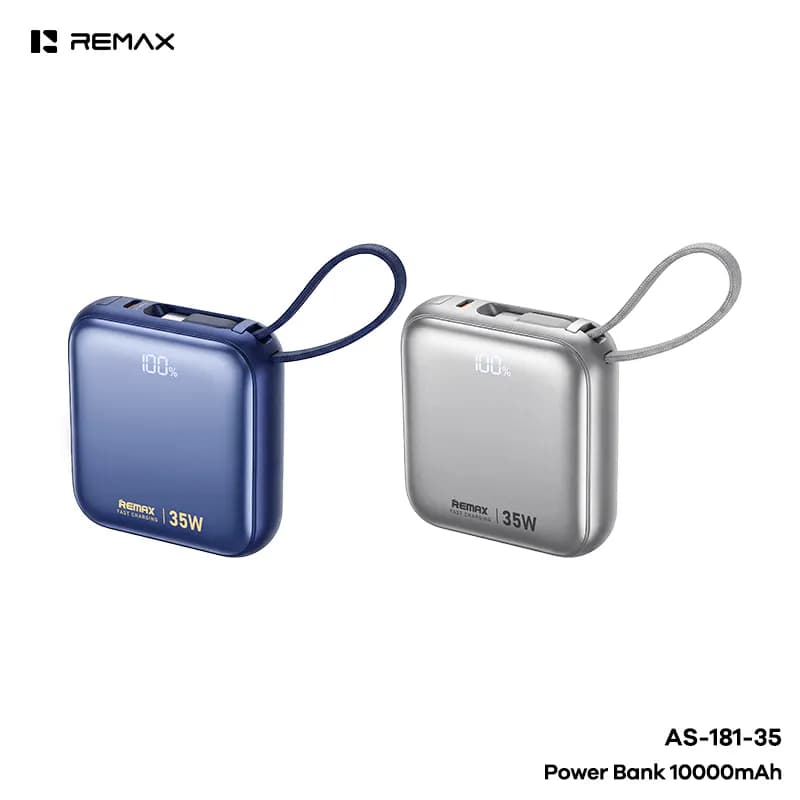 REMAX 35W Built-in 2 fast charging cabled power Bank 10000mAh (AS-181-35)