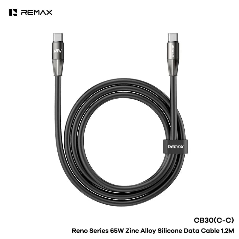 REMAX Reno Series Zinc Alloy Silicone Data Cable 1.2M CB30 (C-C) 65W (C-L) 30W (A-C) 66W ((A-L) 3A)