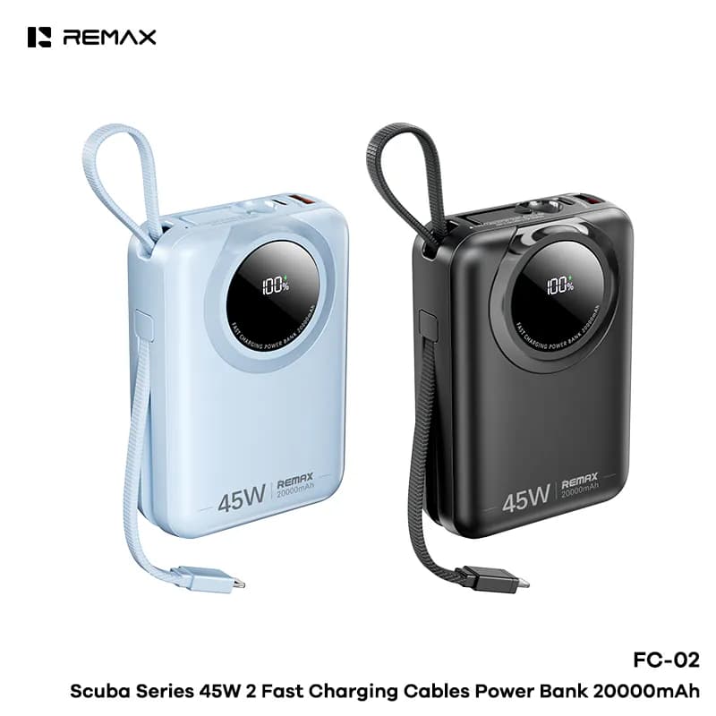 REMAX Scuba Series 45W 2 Fast Charging Cables Power Bank 20000mAh (FC-02)