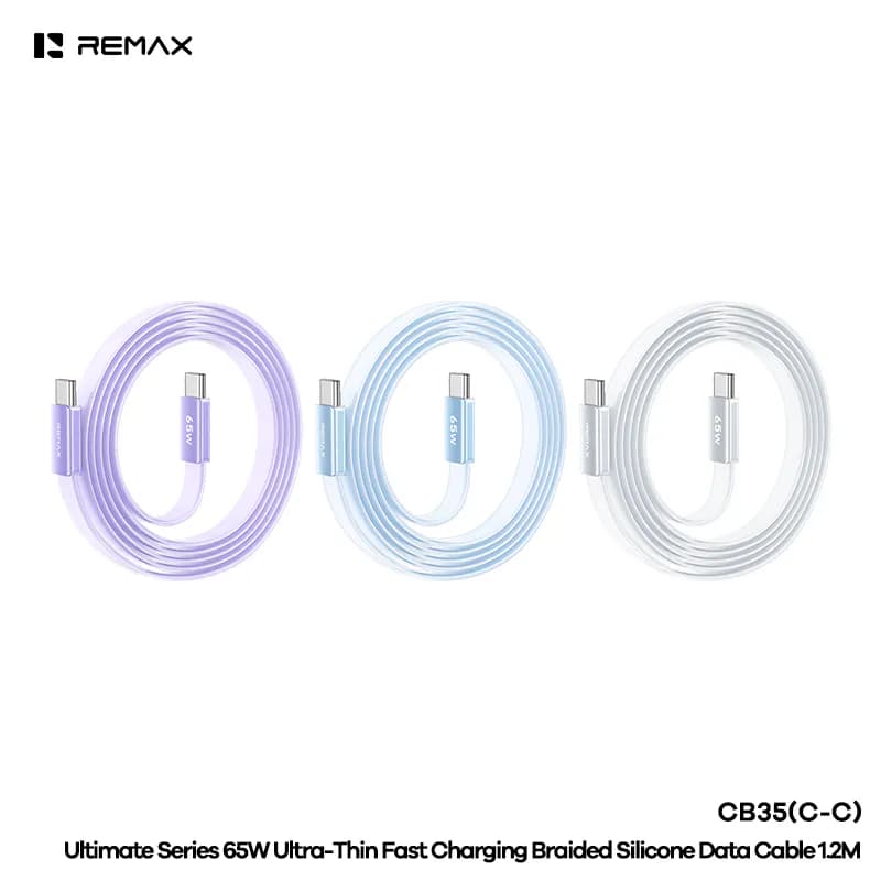 REMAX Ultimate Series Ultra-Thin Fast Charging Braided Silicone Data Cable 1.2M 65W CB35(C-C) (30W CB35(C-L))