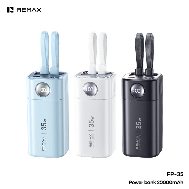 REMAX 35W Built-in 2 fast charging cabled Power Bank 20000mAh (FP-35)