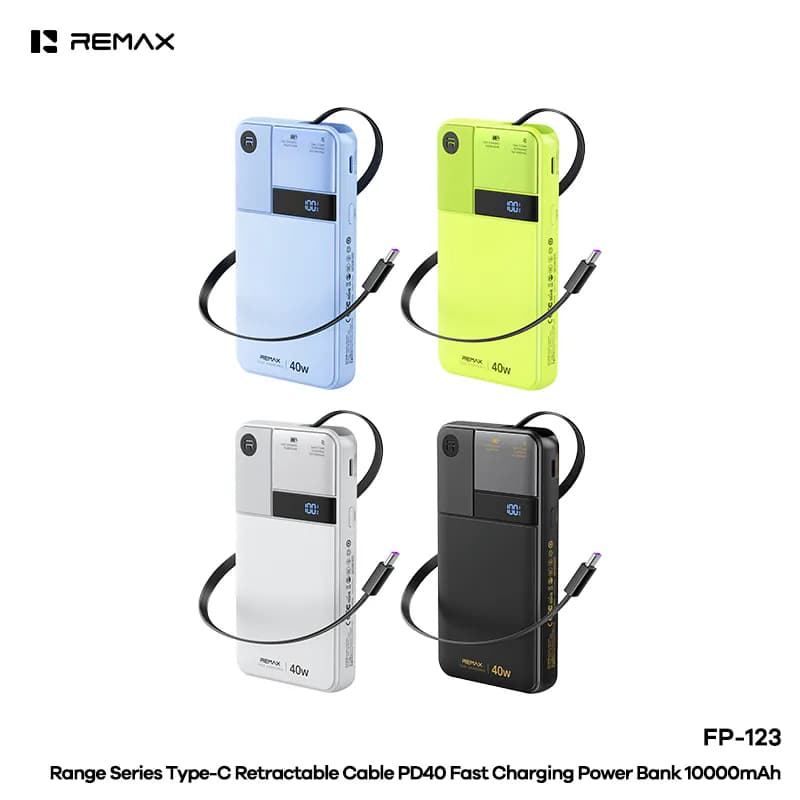 REMAX Range Series PD40W Built-in Type-C Retractable Cable Fast Charging Power Bank 10000mAh (FP-123)