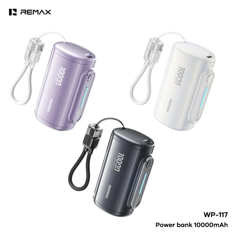 REMAX 20W+22.5W Type-C to Type-C Lenyard Cabled fast charging Power Bank 10000mAh (WP-117)