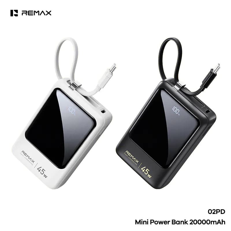 REMAX 45W Built-in Type-C Fast Charging Cable Power Bank 20000mAh (02PD)