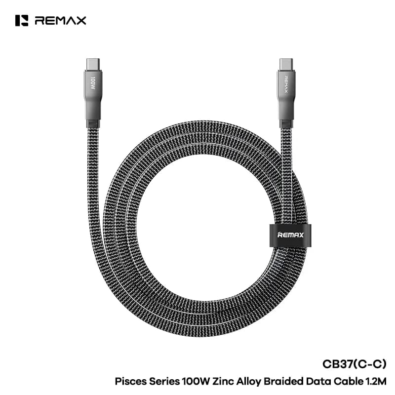 REMAX Pisces Series Zinc Alloy Braided Data Cable 1.2M CB37 (C-C)100W (C-L)30W (A-C)66W ((A-L)3A)